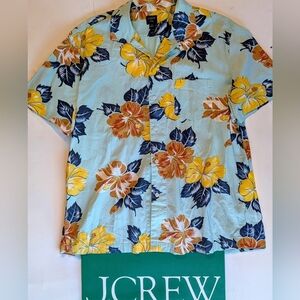 J. Crew Hawaiian Button Front Men's Large Short Sleeves Cotton